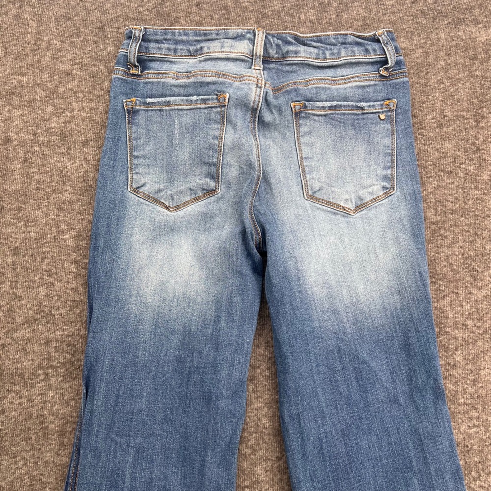Tricot Womens High Rise Flare Jeans Medium Wash Frayed Fringe Hem Size 11/29 - Picture 7 of 16